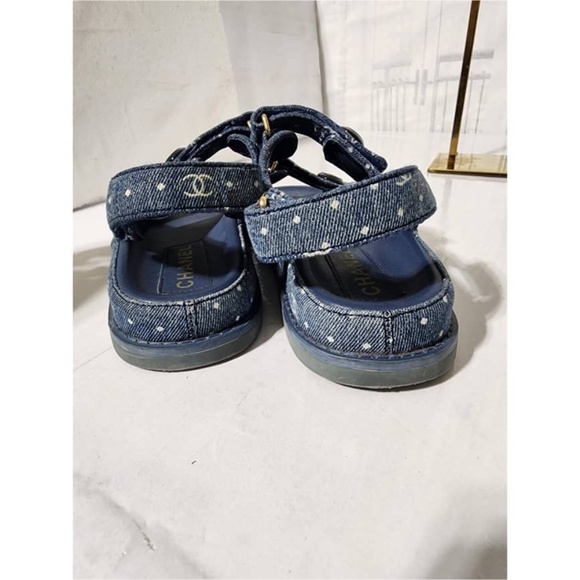 Authentic Chanel Denim Dad Interlocking Slingback Sandals Blue - Picture 5 of 10
